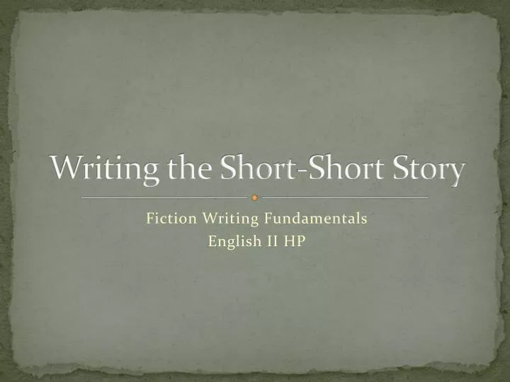 writing the short short story