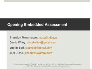 Opening Embedded Assessment