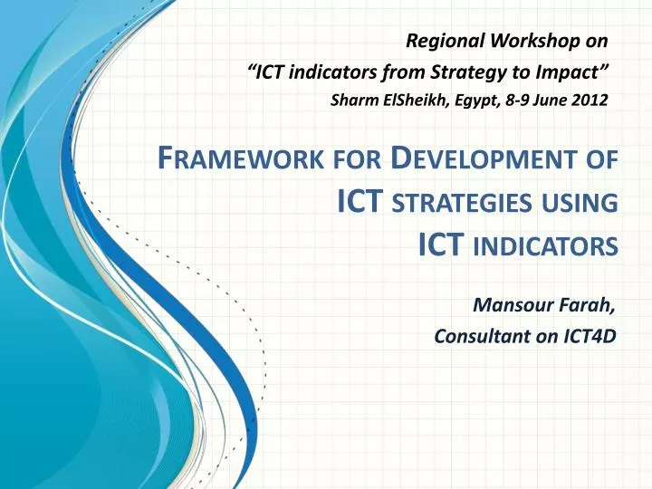 framework for development of ict strategies using ict indicators