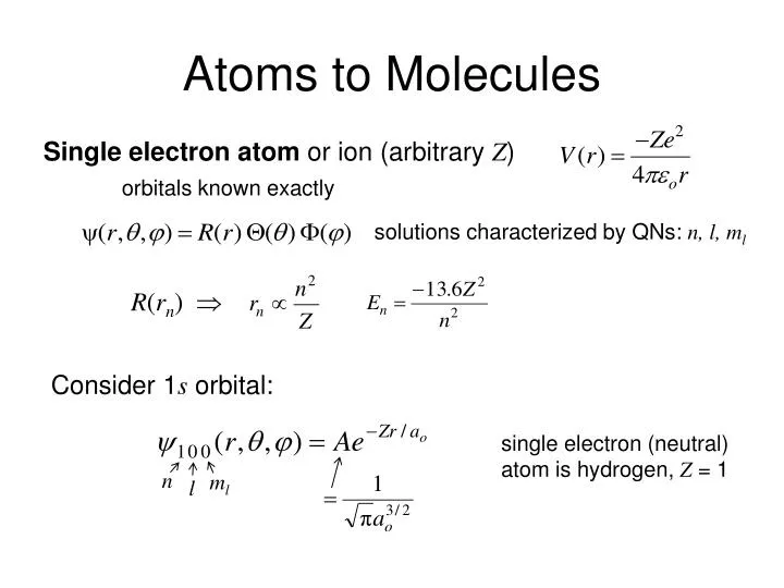 atoms to molecules