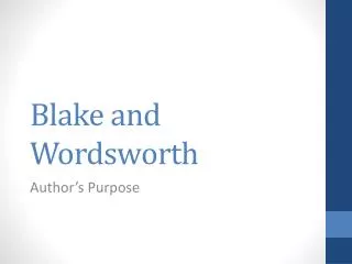Blake and Wordsworth
