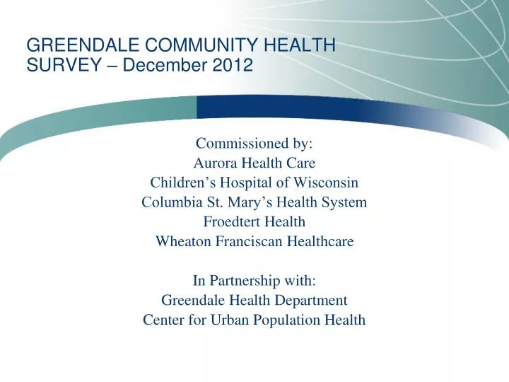 greendale community health survey december 2012