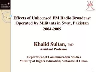 Effects of Unlicensed FM Radio Broadcast Operated by Militants in Swat, Pakistan 2004-2009