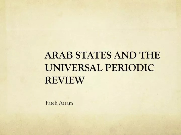 arab states and the universal periodic review