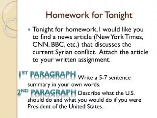 Homework for Tonight