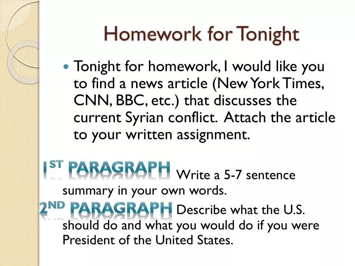 homework for tonight