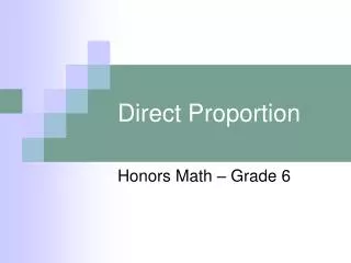 Direct Proportion