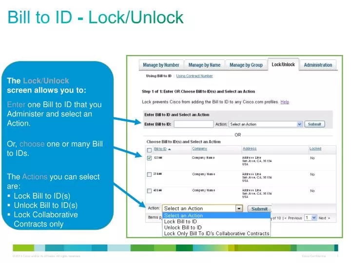 bill to id lock unlock