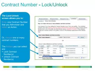Contract Number - Lock/Unlock