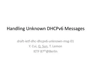 Handling Unknown DHCPv6 Messages