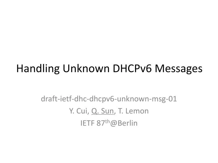 handling unknown dhcpv6 messages