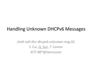 Handling Unknown DHCPv6 Messages