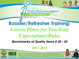 Booster/Refresher Training: Lesson Plans for Teaching Expectations/Rules