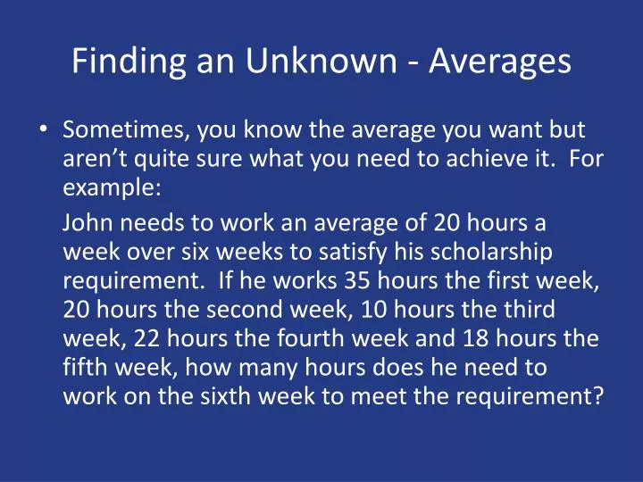 finding an unknown averages