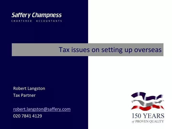 tax issues on setting up overseas