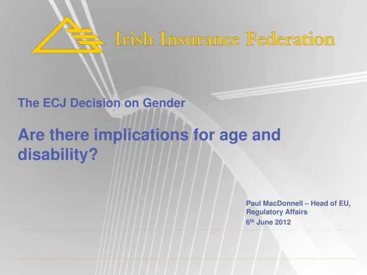 the ecj decision on gender are there implications for age and disability