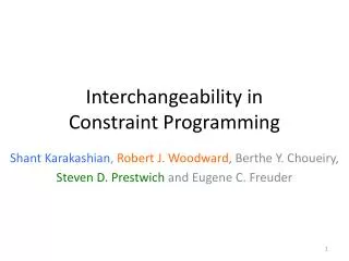 Interchangeability in Constraint Programming