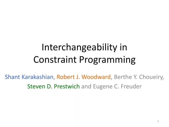 interchangeability in constraint programming