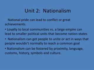 Unit 2: Nationalism
