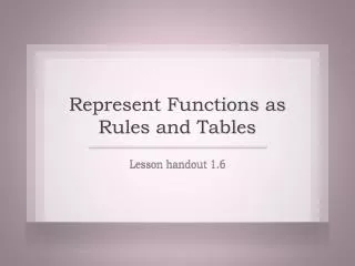 Represent Functions as Rules and Tables