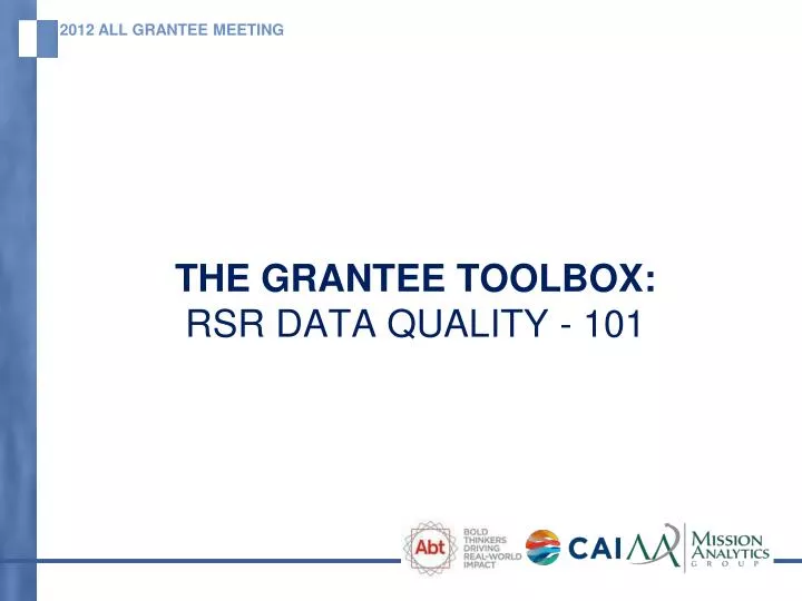 the grantee toolbox rsr data quality 101