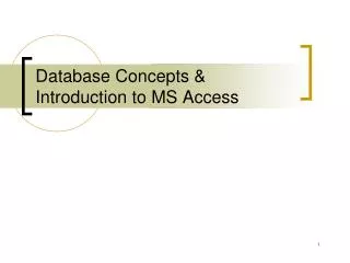 Database Concepts &amp; Introduction to MS Access