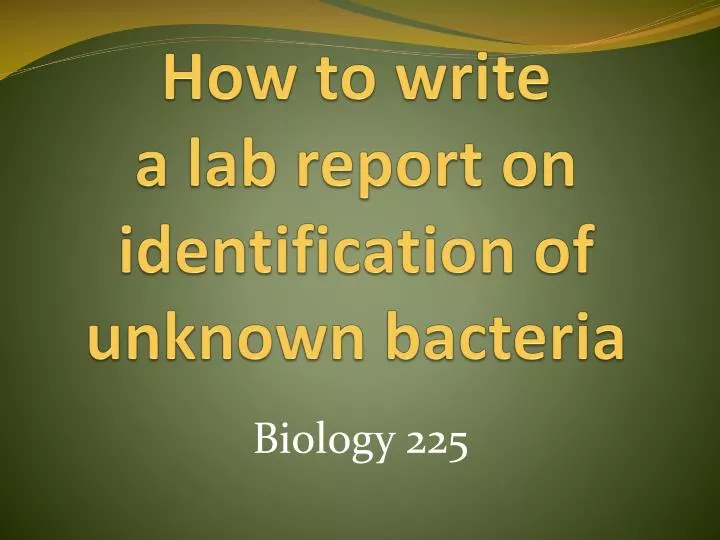 how to write a lab report on identification of unknown bacteria