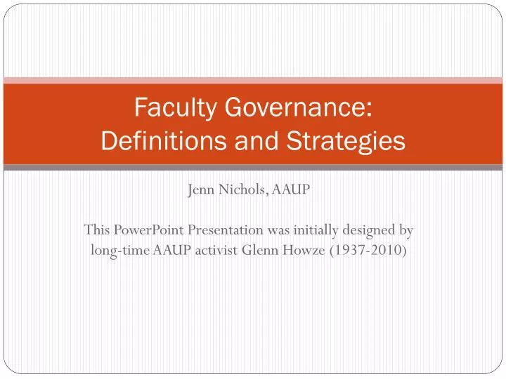 faculty governance definitions and strategies