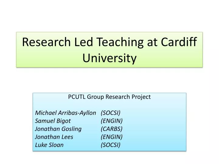 research led teaching at cardiff university