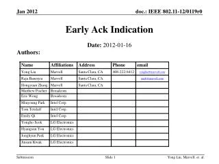 Early Ack Indication