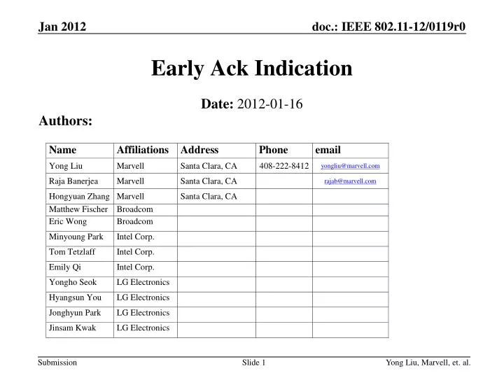 early ack indication