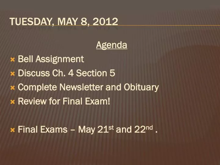 tues day may 8 2012