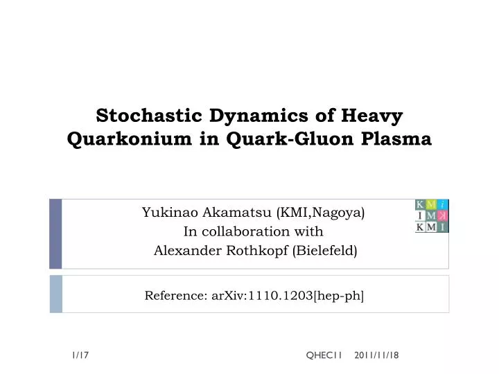 stochastic dynamics of heavy quarkonium in quark gluon plasma