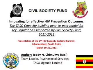 Presentation at the 2 nd HIV Capacity Building Summit, Johannesburg, South Africa