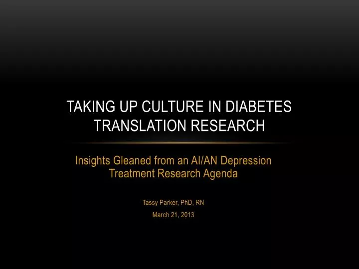 taking up culture in diabetes translation research