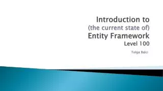 Introduction to (the current state of) Entity Framework Level 100