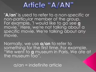 Article “A/AN”