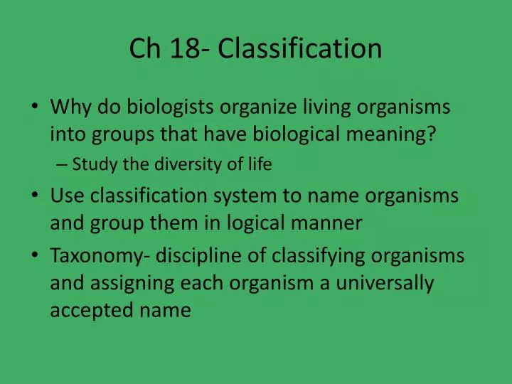 ch 18 classification