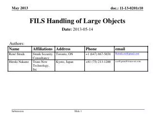 FILS Handling of Large Objects