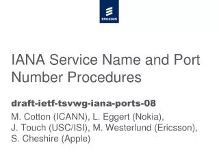 IANA Service Name and Port Number Procedures