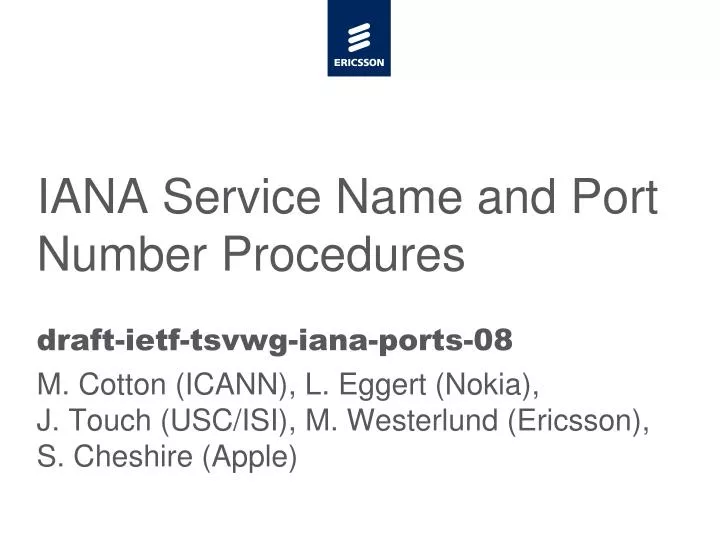 iana service name and port number procedures