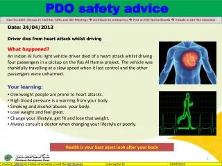 Date: 24/04/2013 Driver dies from heart attack whilst driving What happened?