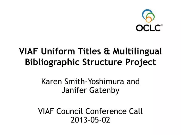 viaf uniform titles multilingual bibliographic structure project