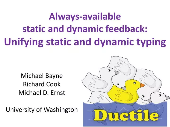 always available static and dynamic feedback unifying static and dynamic typing