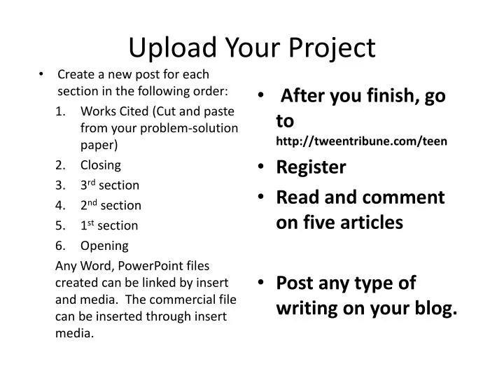 upload your project
