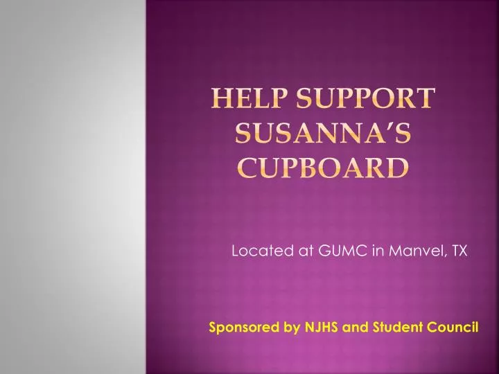 help support susanna s cupboard