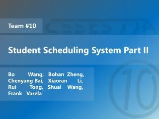 Student Scheduling System Part II