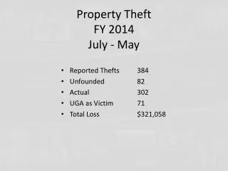 Property Theft FY 2014 July - May