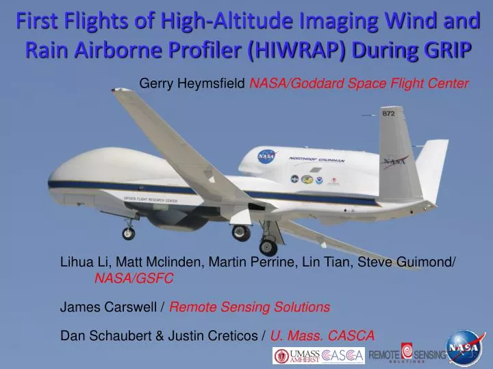 first flights of high altitude imaging wind and rain airborne profiler hiwrap during grip