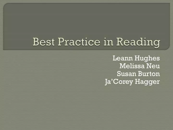 best practice in reading